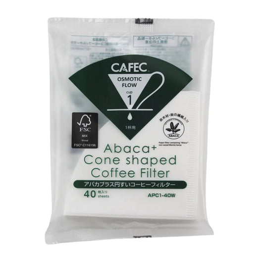 Cafec 1 Cup Abaca Plus Filter Paper 40 Pack