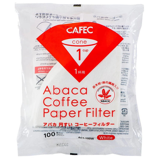 Cafec 1 Cup Abaca Plus Filter Paper 100 Pack